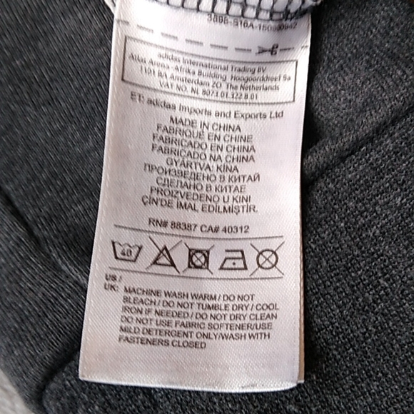 Adidas Neo Long Full Zip Hoodie Athletic Sweat Jacket Women's M. Gray Aqua/White - Picture 9 of 10